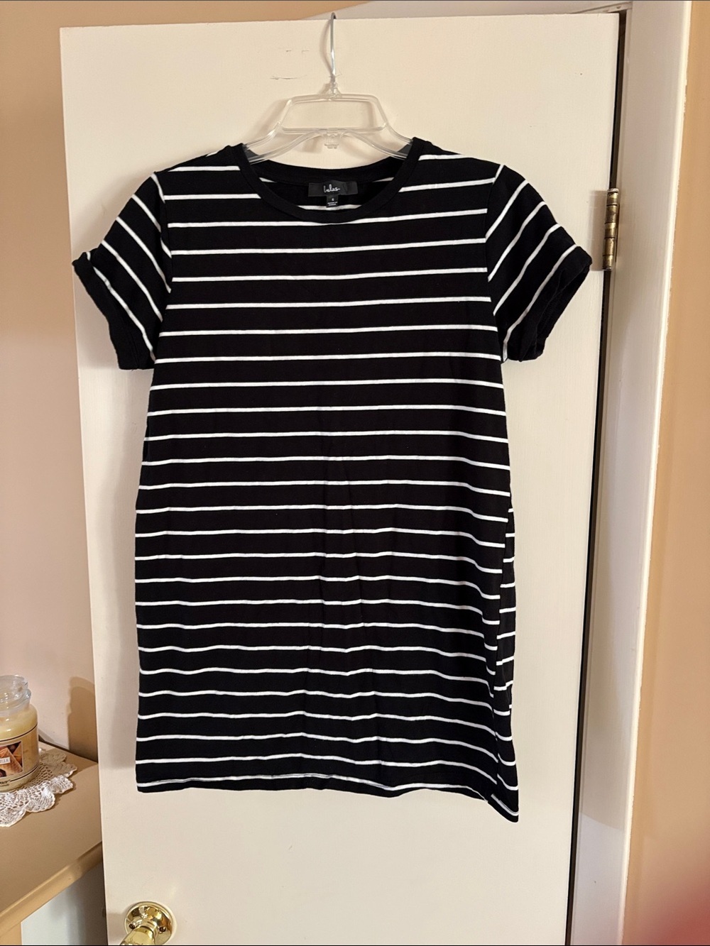 Lulu's Black and White Striped Tee Dress